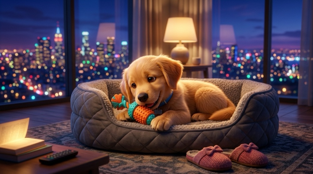 Storybook illustration, page 4: Milo the golden retriever